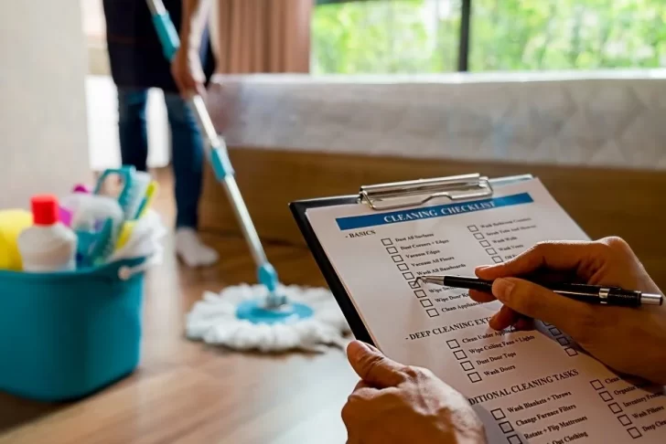 pessoa fazendo organização de cronograma de limpeza