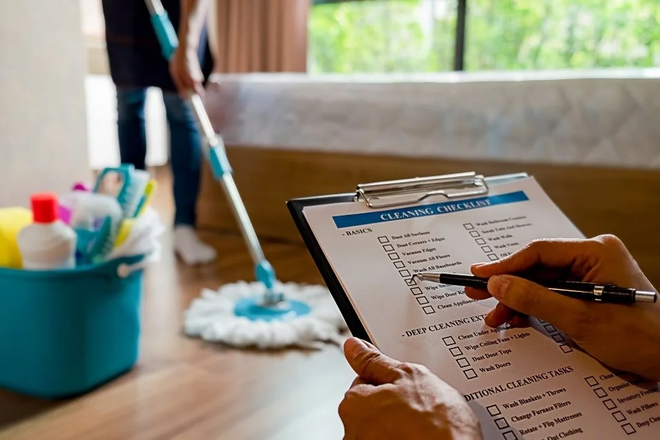 pessoa fazendo organização de cronograma de limpeza